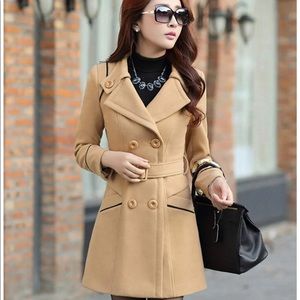 Camel slimming pea coat
